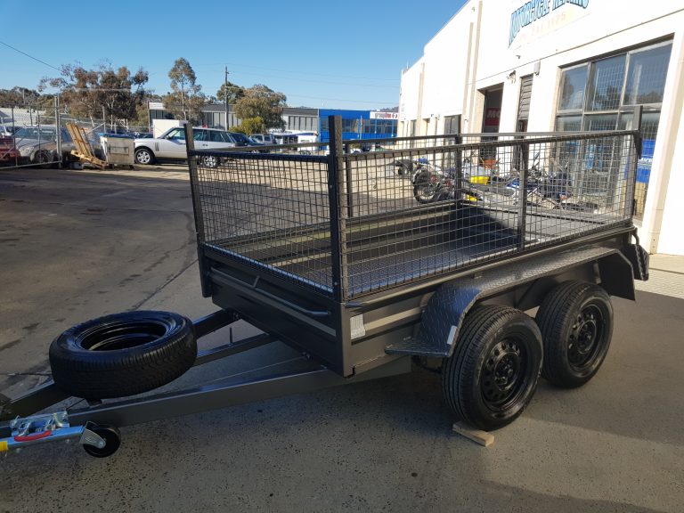 8 x 5 Heavy Duty Tandem Axle Trailer with Mesh Cage, Jockey and Spare